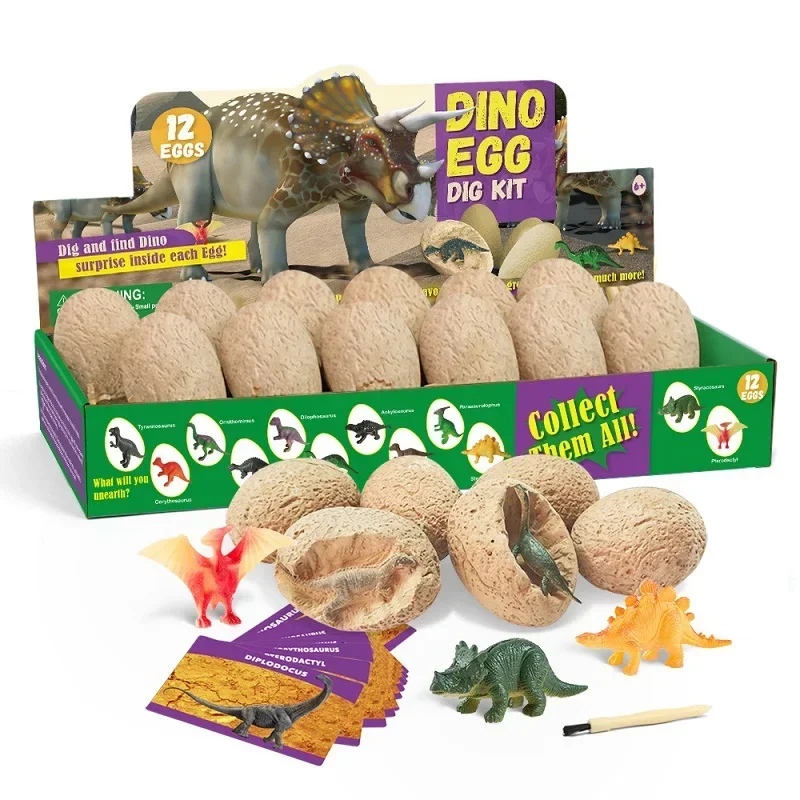 Kids Outdoor Excavator - Dinosaur Egg Dig Kit,12Pcs Fossil Excavation