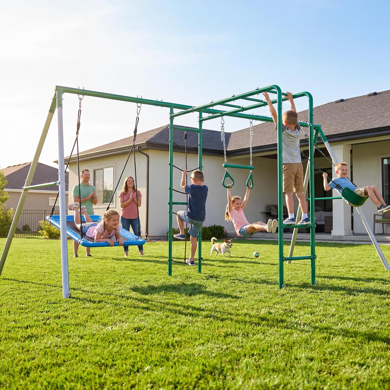Backyard Swing Set with Monkey - Kids Outdoor Monkey Bars recension och pris