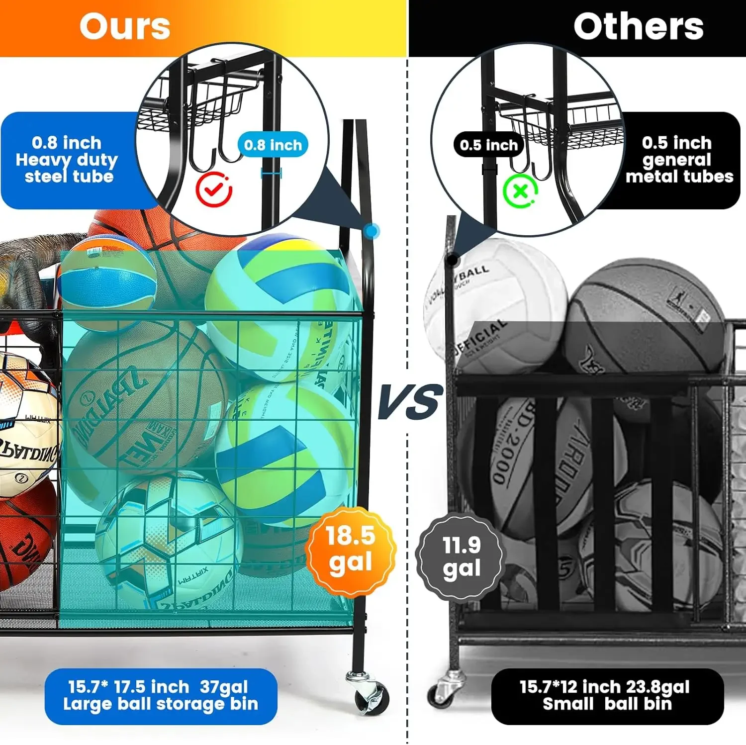 Steel Basketball Rack Organize - Kids Outdoor Gym recension och pris
