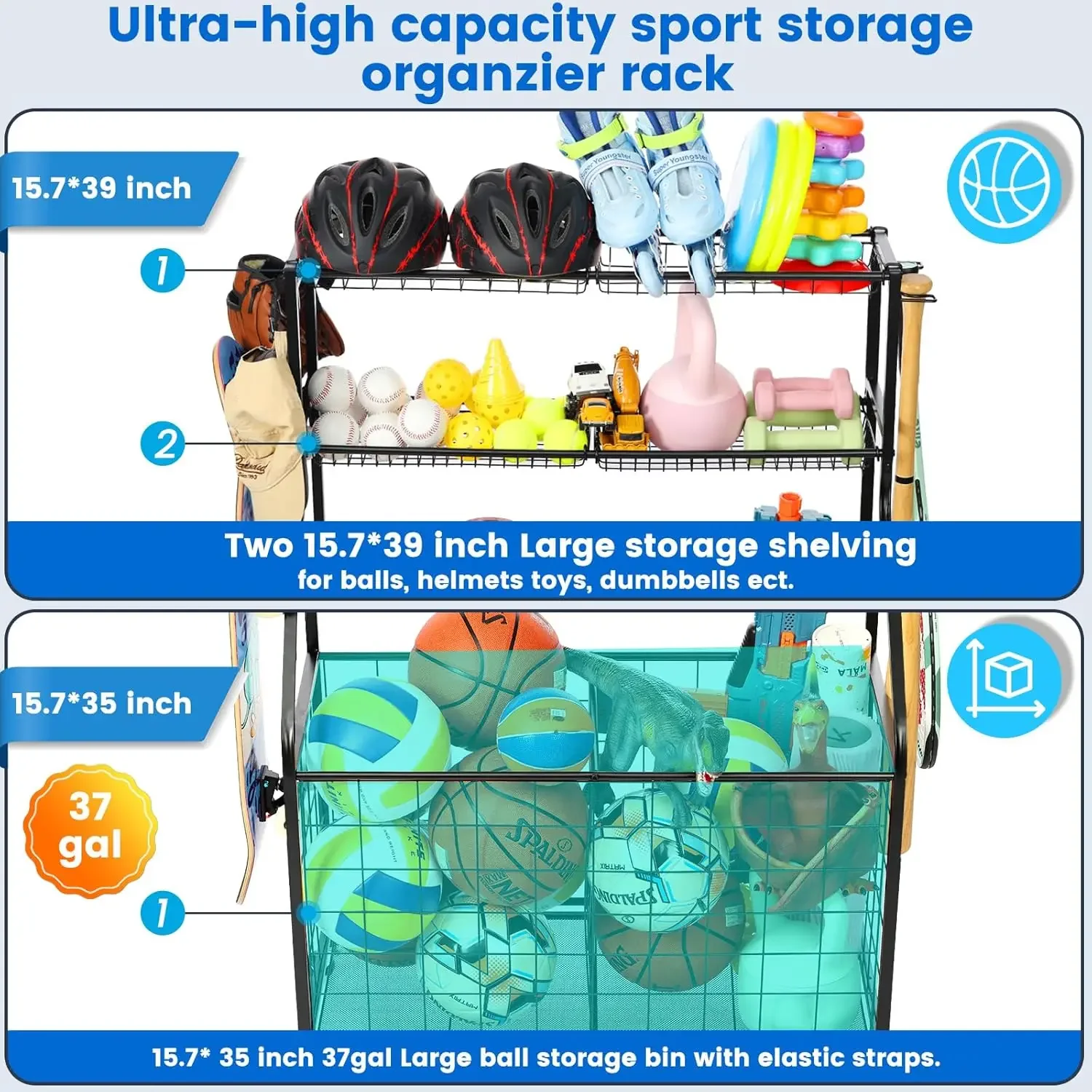 Steel Basketball Rack Organize - Kids Outdoor Gym recension och pris